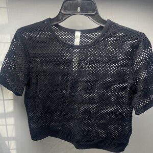 lululemon athletica Black Short-Sleeve Mesh Crop Top